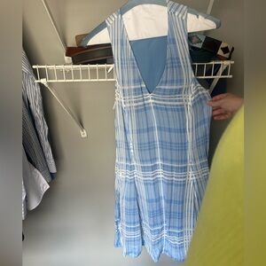 White and blue mini dress